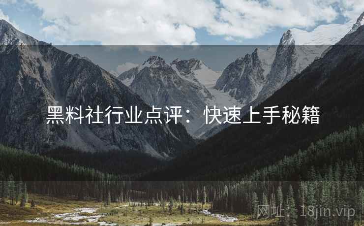 黑料社行业点评：快速上手秘籍