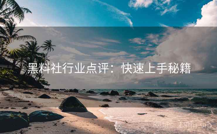 黑料社行业点评：快速上手秘籍